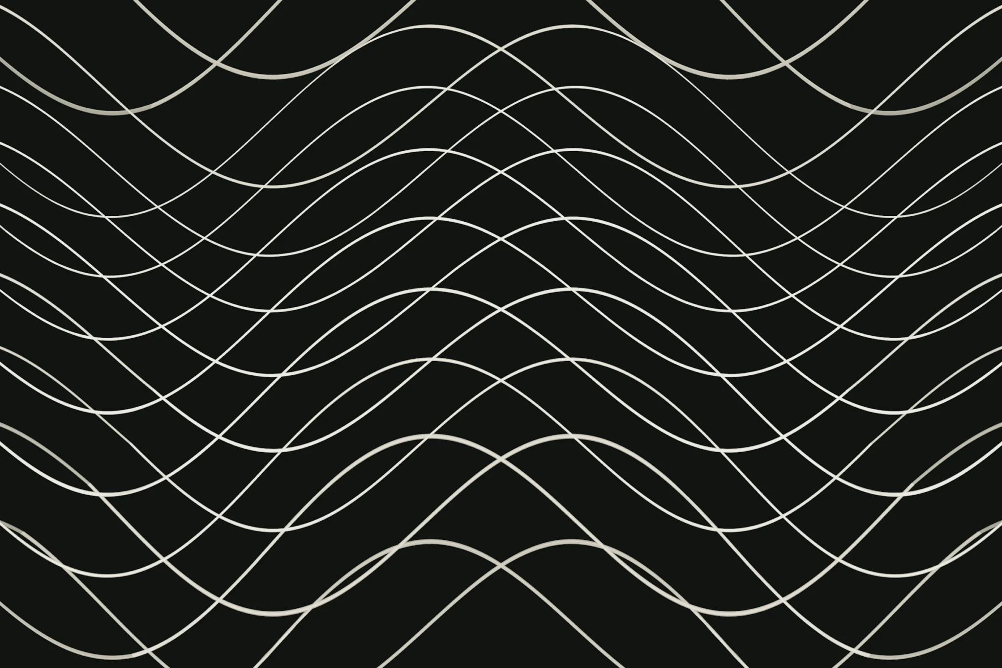 Fine white sound waves on a black background